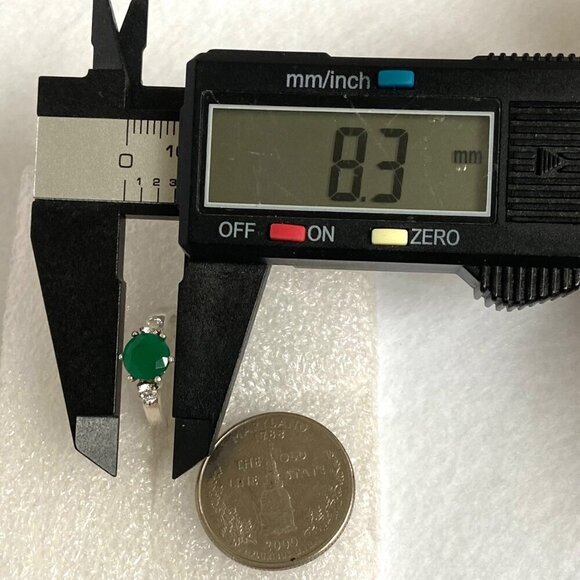 Sterling Silver 925 Round Prong Set Tourmaline & Crystal 3 Stone Ring Sz 6.5 - Picture 15 of 16